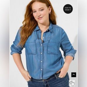 Chambray Two Pocket Button Up Shirt | Size: 2 (18/20) - Medium Indigo